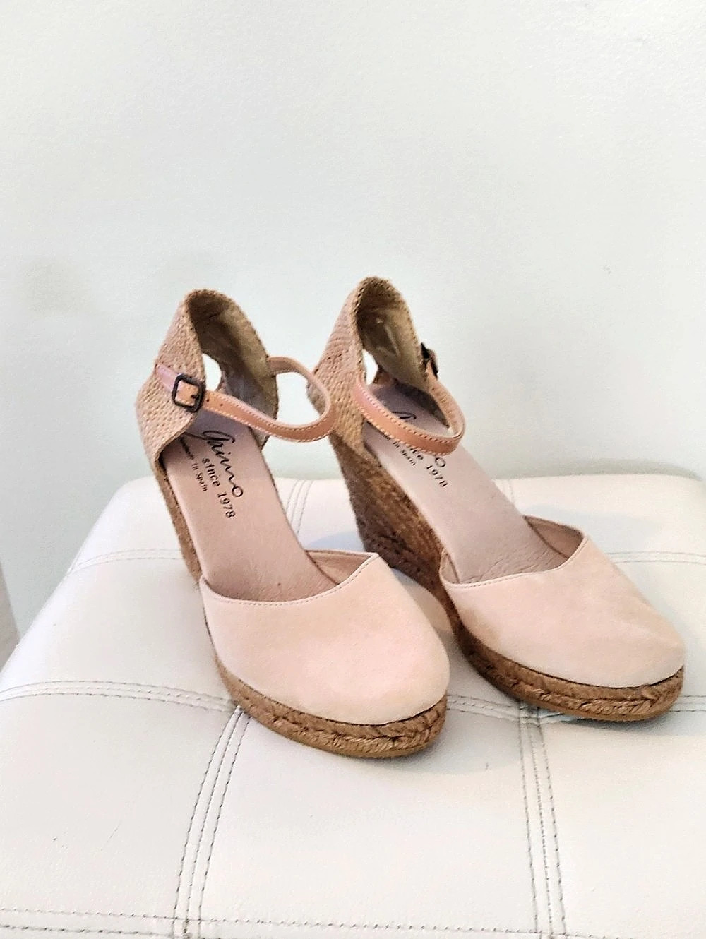 Gaimo Suede Tan Espadrille Wedge Sandals in a Soft Tan Eur 40